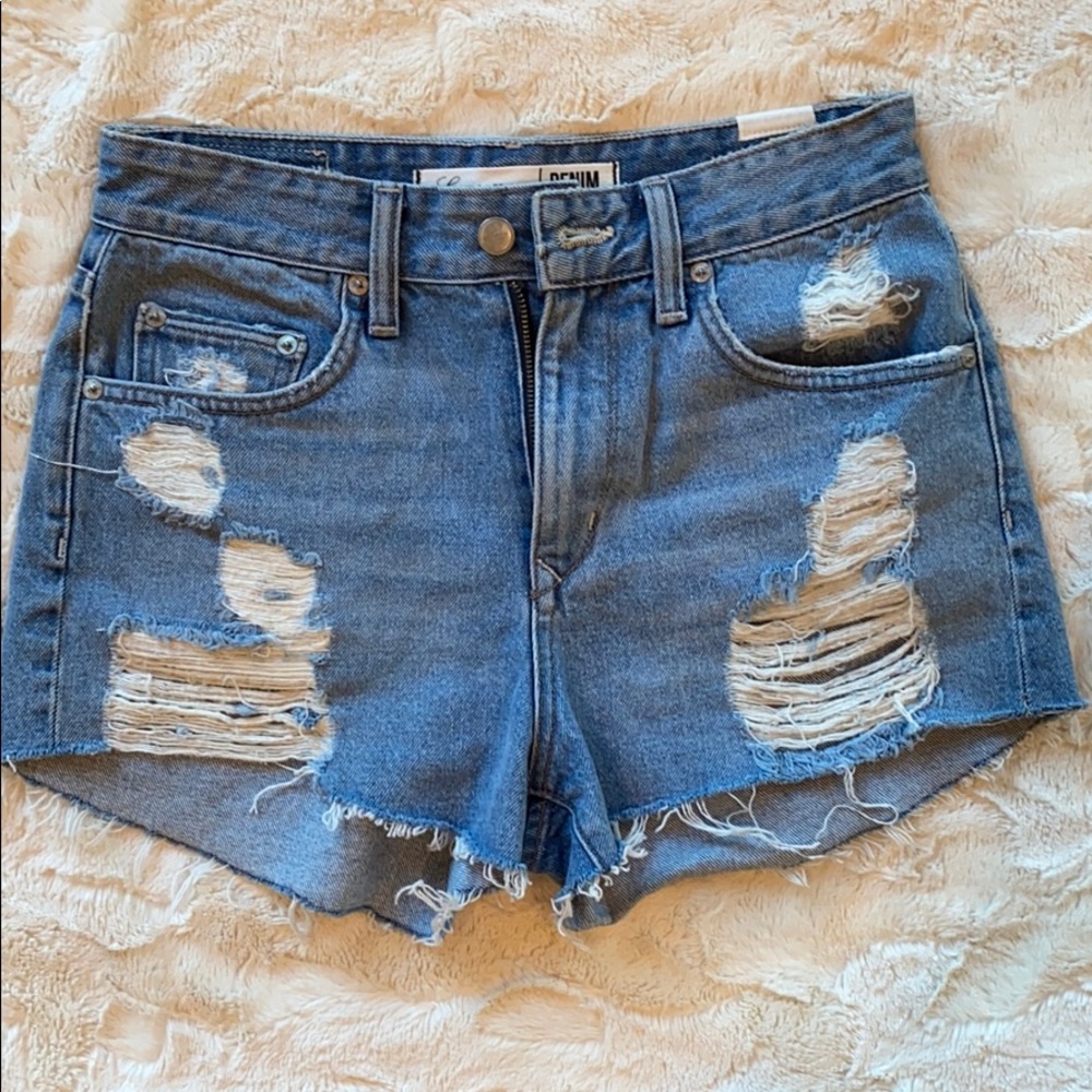Lovers+friends high rise cut off shorts